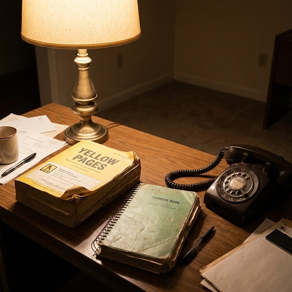 The Telephone Book and Address Book Near the Phone
