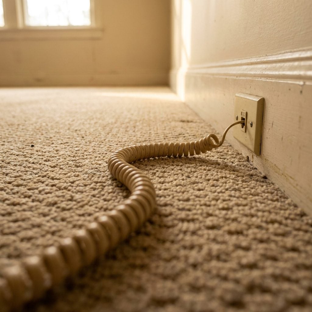 The Telephone Cord Snaking Across the Room to the Wall Jack