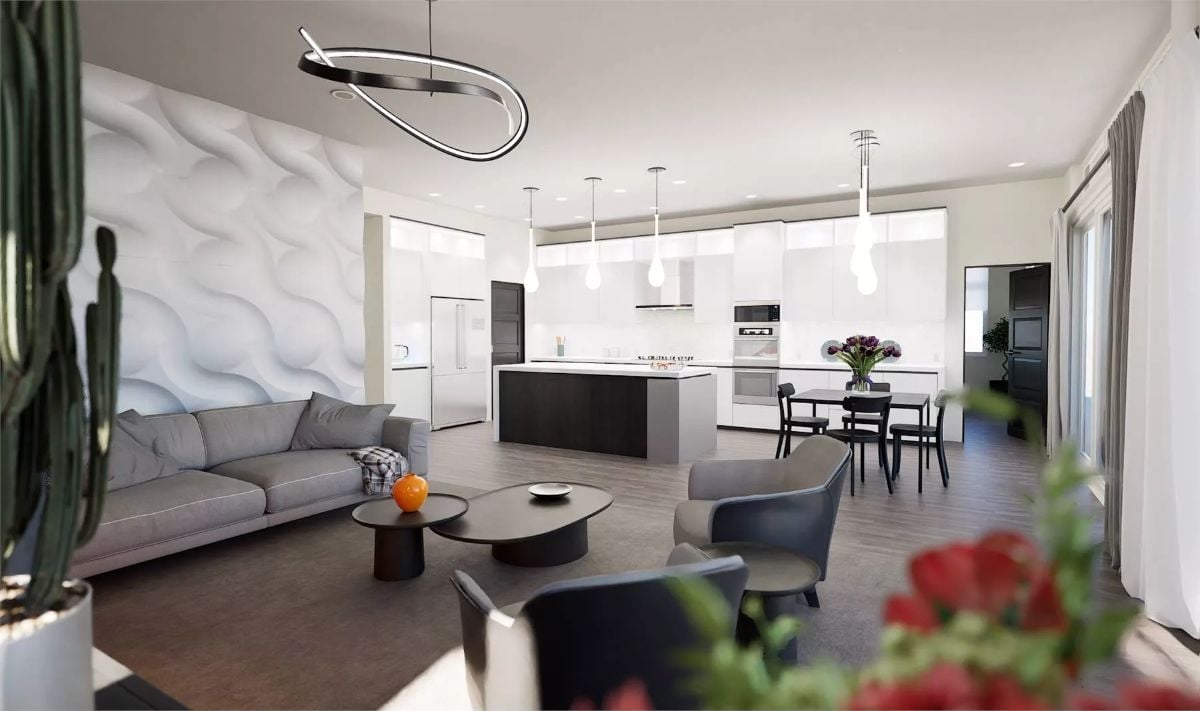Open-Plan Living Where the Kitchen Island Does Half the Work