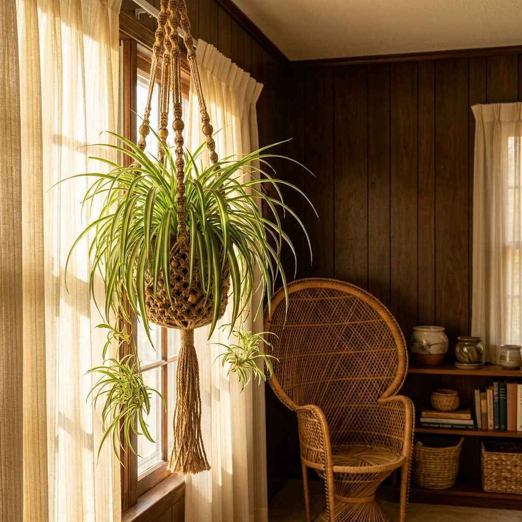 The Terrarium or Spider Plant Hanging in the Macrame Sling