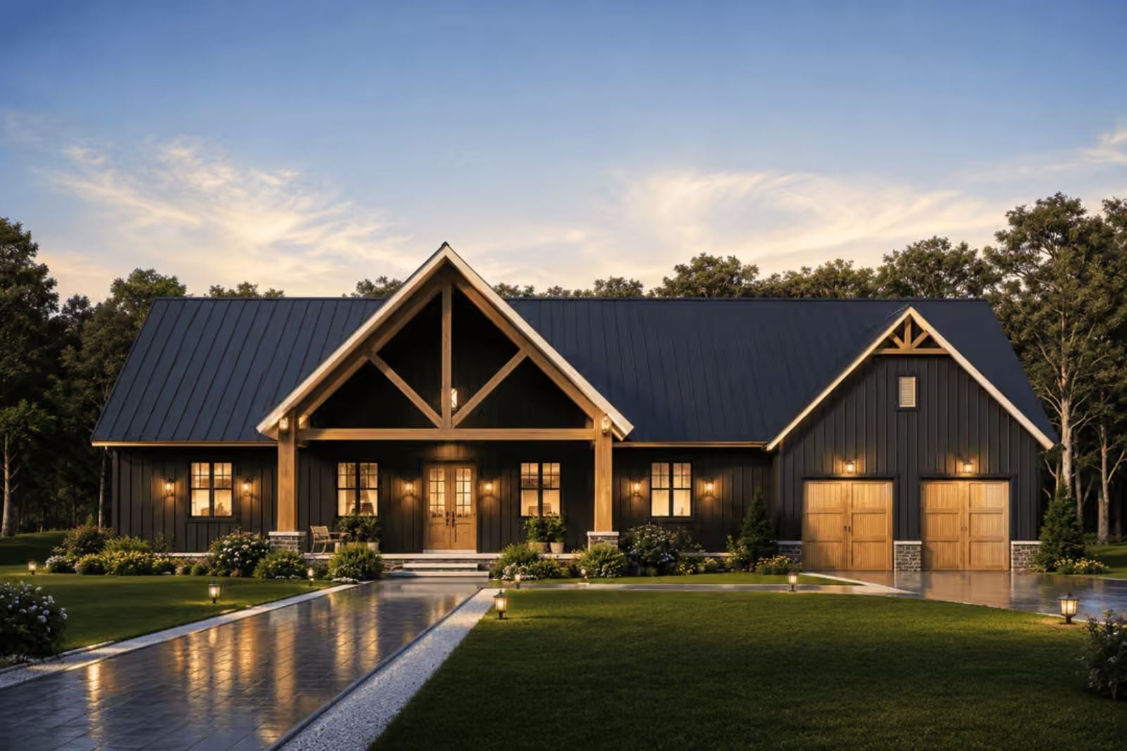 The Black Barn 3-Bedroom Modern Farmhouse with Vaulted Lodge Room Designed for Couples Who Love a Good Reason to Light the Fireplace (Floor Plan)