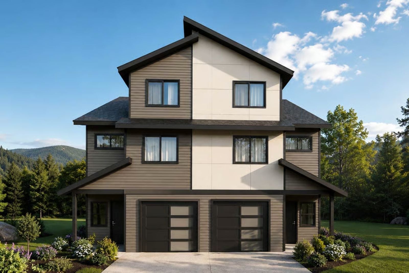 The Timberline Twins 5-Bedroom Contemporary Multi-Family with Covered Patio Designed for Families with In-Laws Who Might Be Moving In Whether You Like It or Not (Floor Plan)