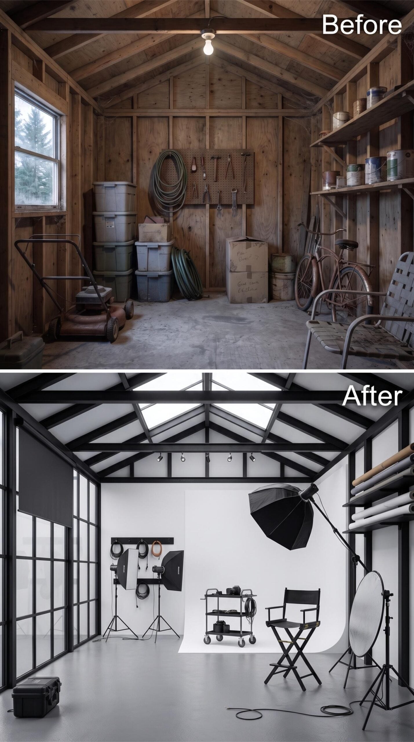 Junk Shed to Professional Photo Studio, No Half Measures Taken