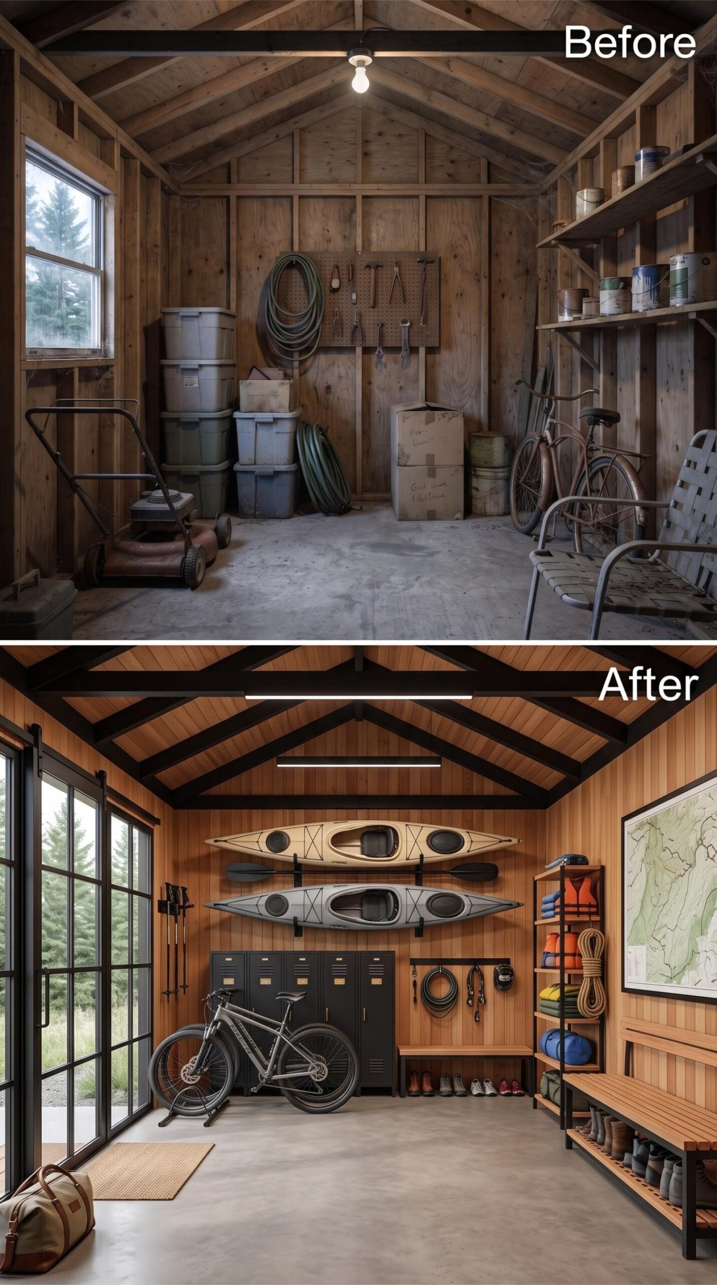 Kayaks on the Wall, Lockers on the Floor: AI Built the Ultimate Gear Shed