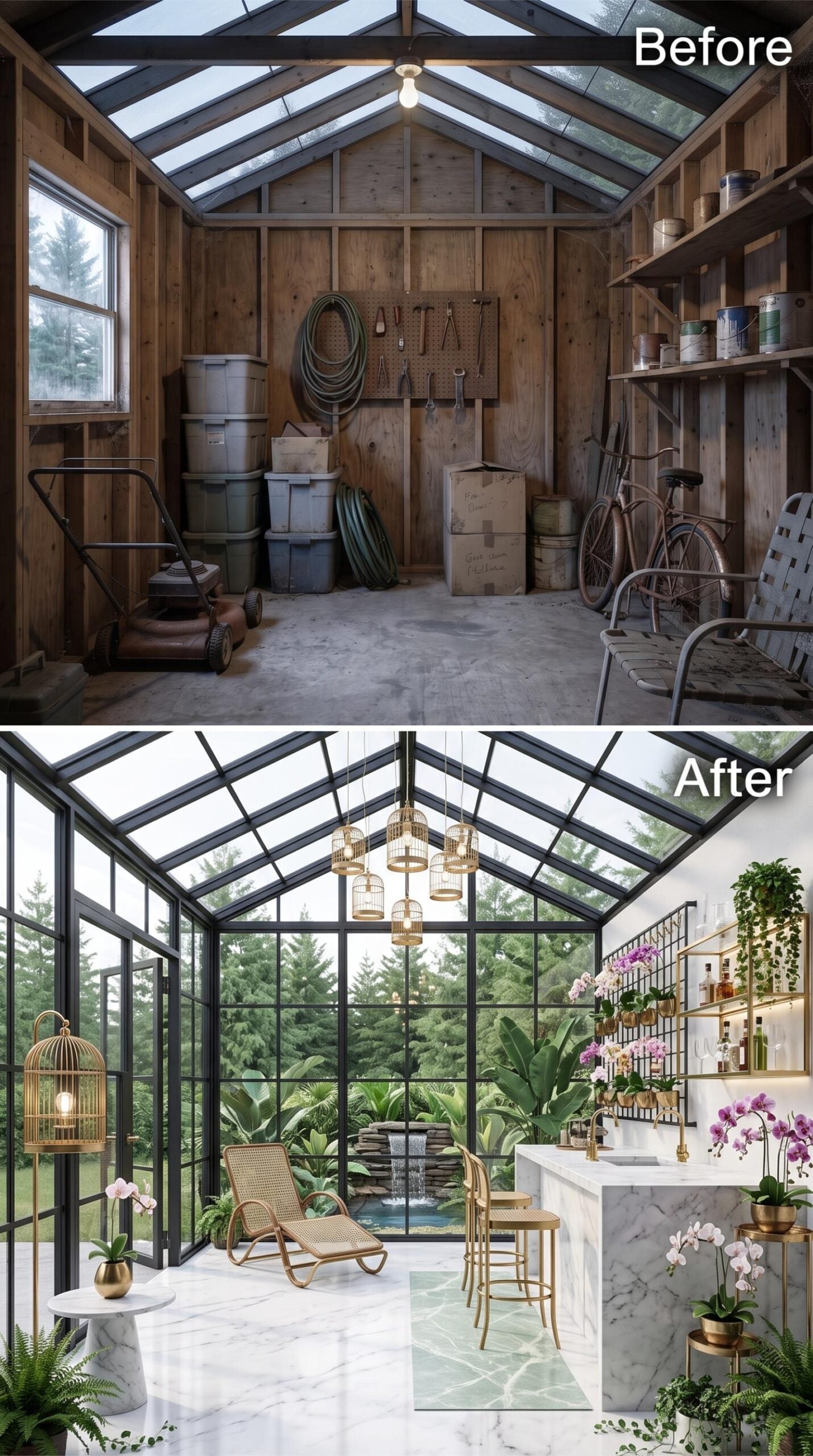 Orchids, Marble, and Birdcage Pendants: The Shed Ends as a Botanical Cocktail Room