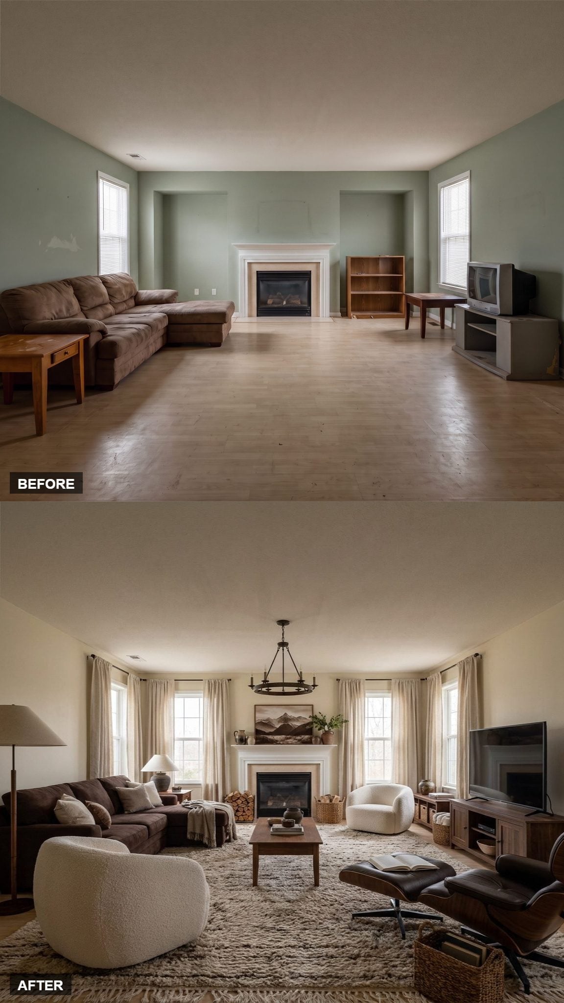 Boucle Chairs and a Forged-Iron Ring Light Finally Convinced This Room It Had Edges