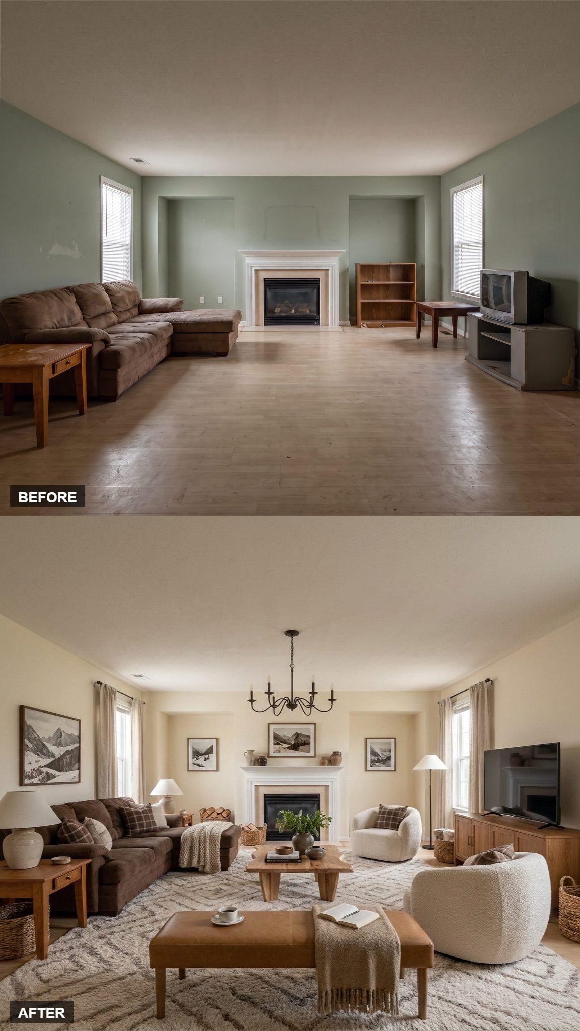 Boucle, Plaid, and a Forged-Iron Chandelier Finally Convinced This Room to Commit