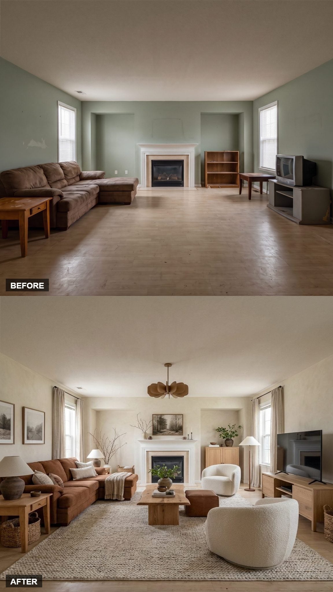 Cream Paint Did Half the Work. The Rug and Coffee Table Did the Rest.