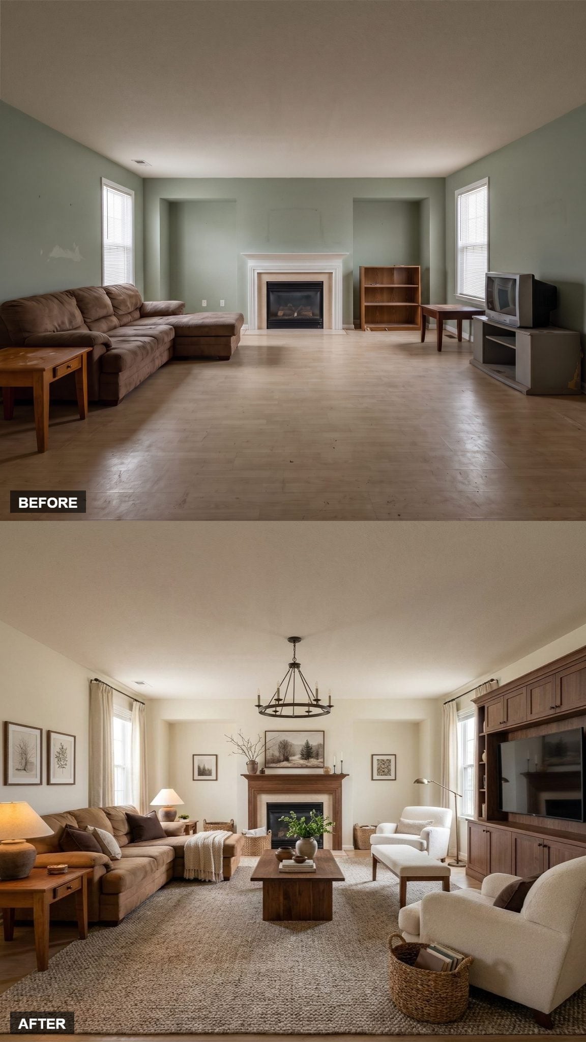 Iron Chandelier Over an Empty Floor Changed What the Room Was Asking For