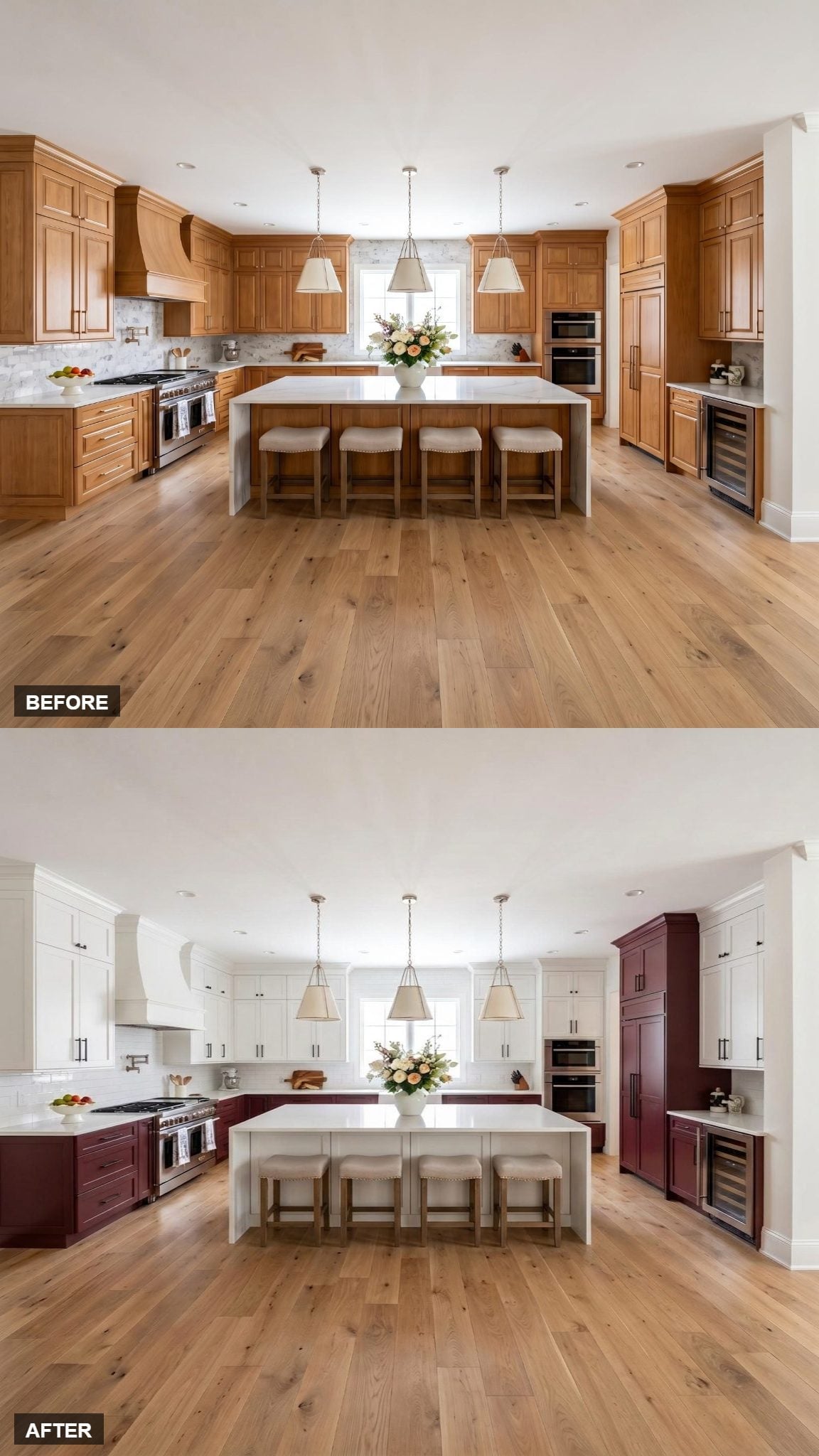 Burgundy Lowers, White Uppers, and a Corner Tower That Makes the Case for Both