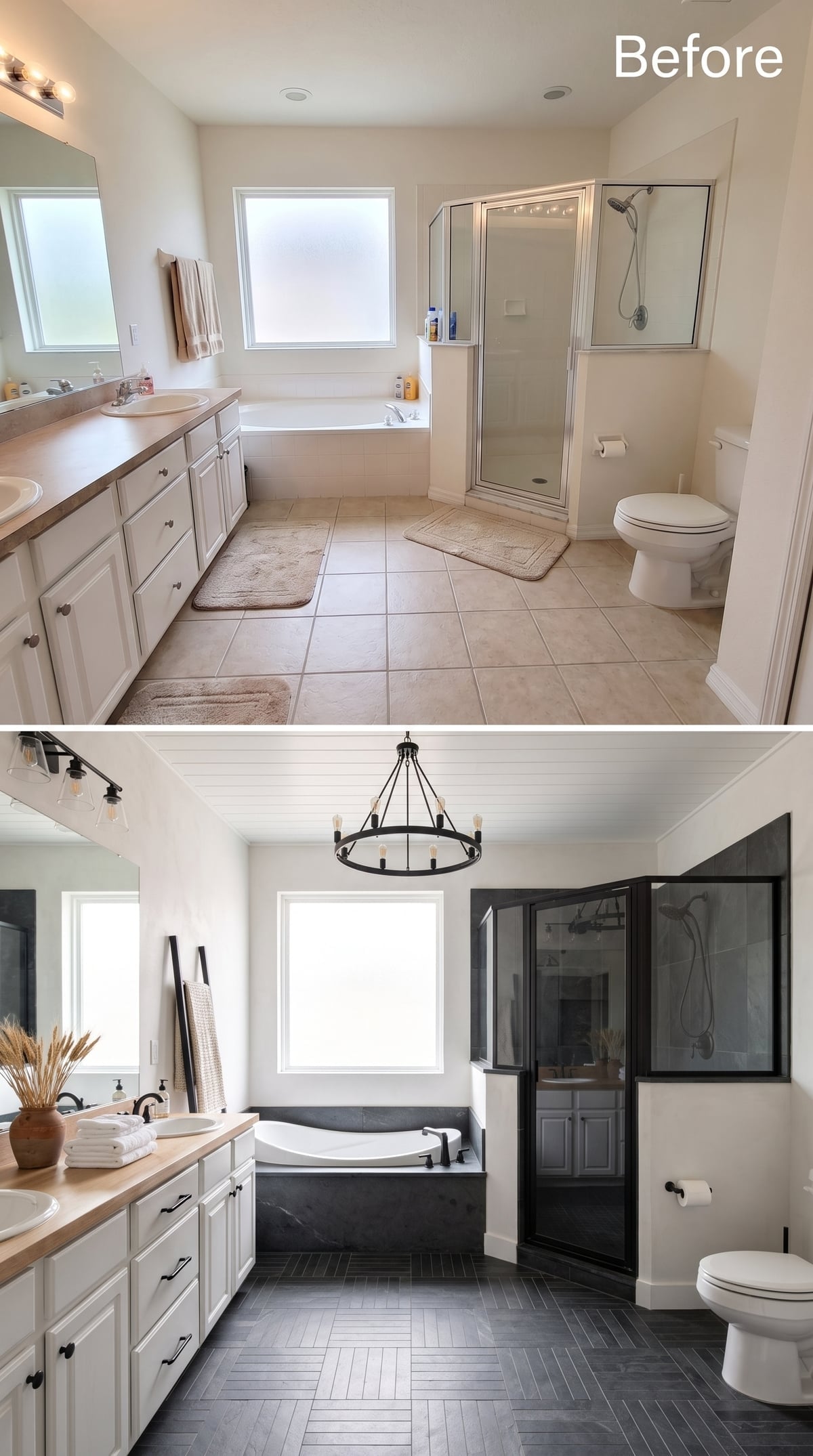 Herringbone Slate, a Candle-Ring Chandelier, and One Very Confident Design Decision
