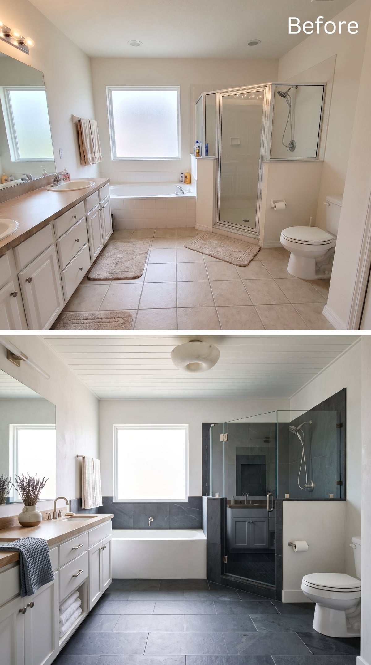 Slate Tile on Every Surface, White Cabinets That Hold Their Own