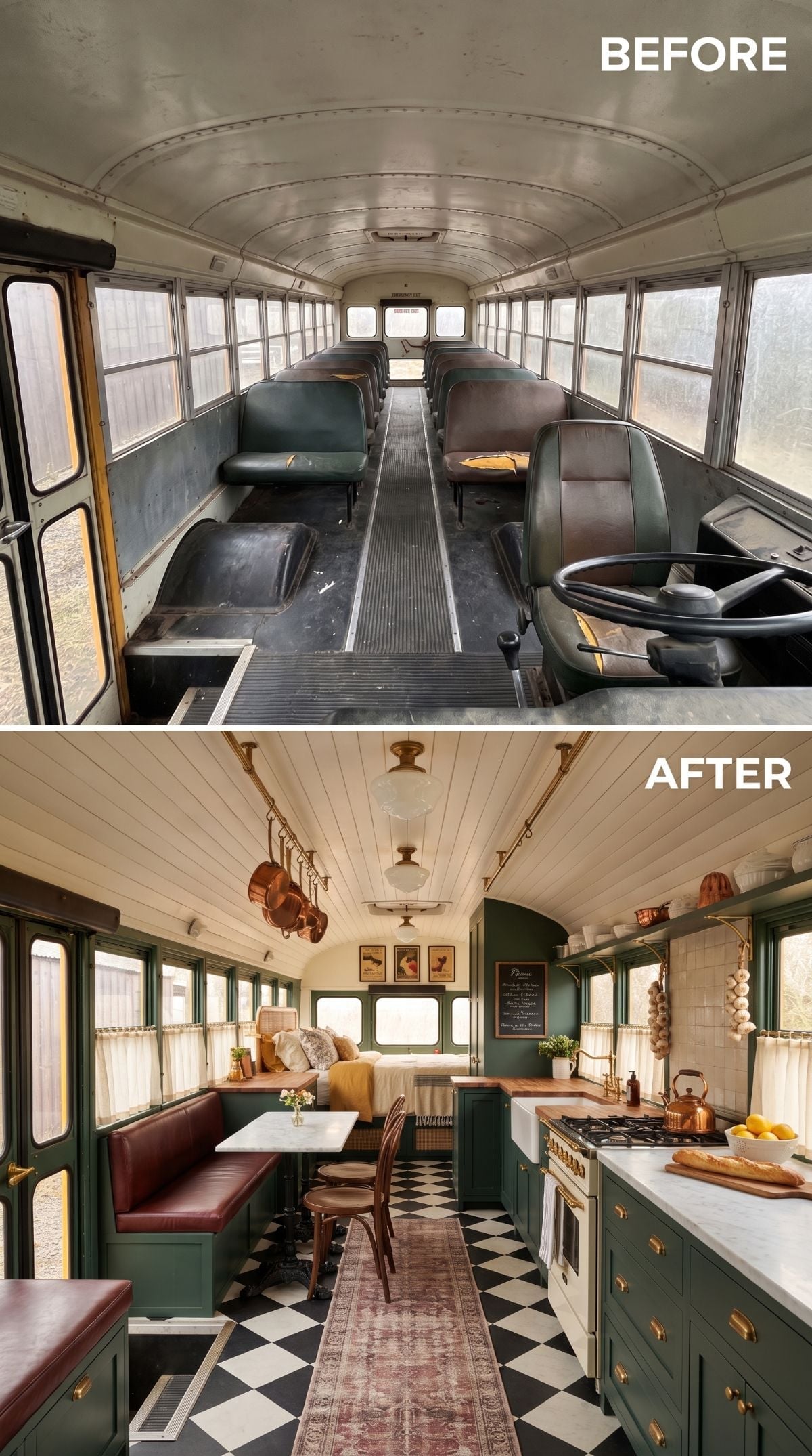 Dark Green Cabinets, Copper Pots, and a Skoolie That Moved to Paris