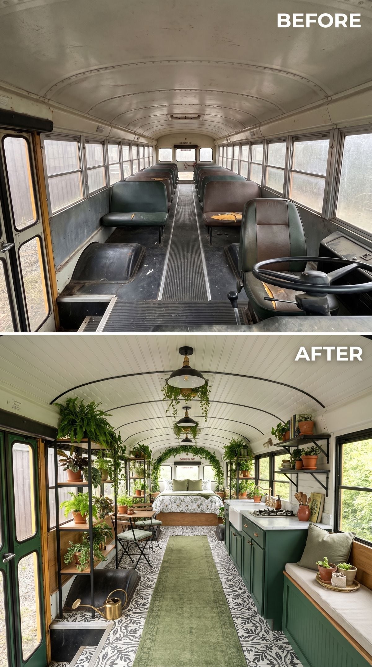 Ferns, Pendant Lights, and a Skoolie That Became a Proper Botanical Living Room
