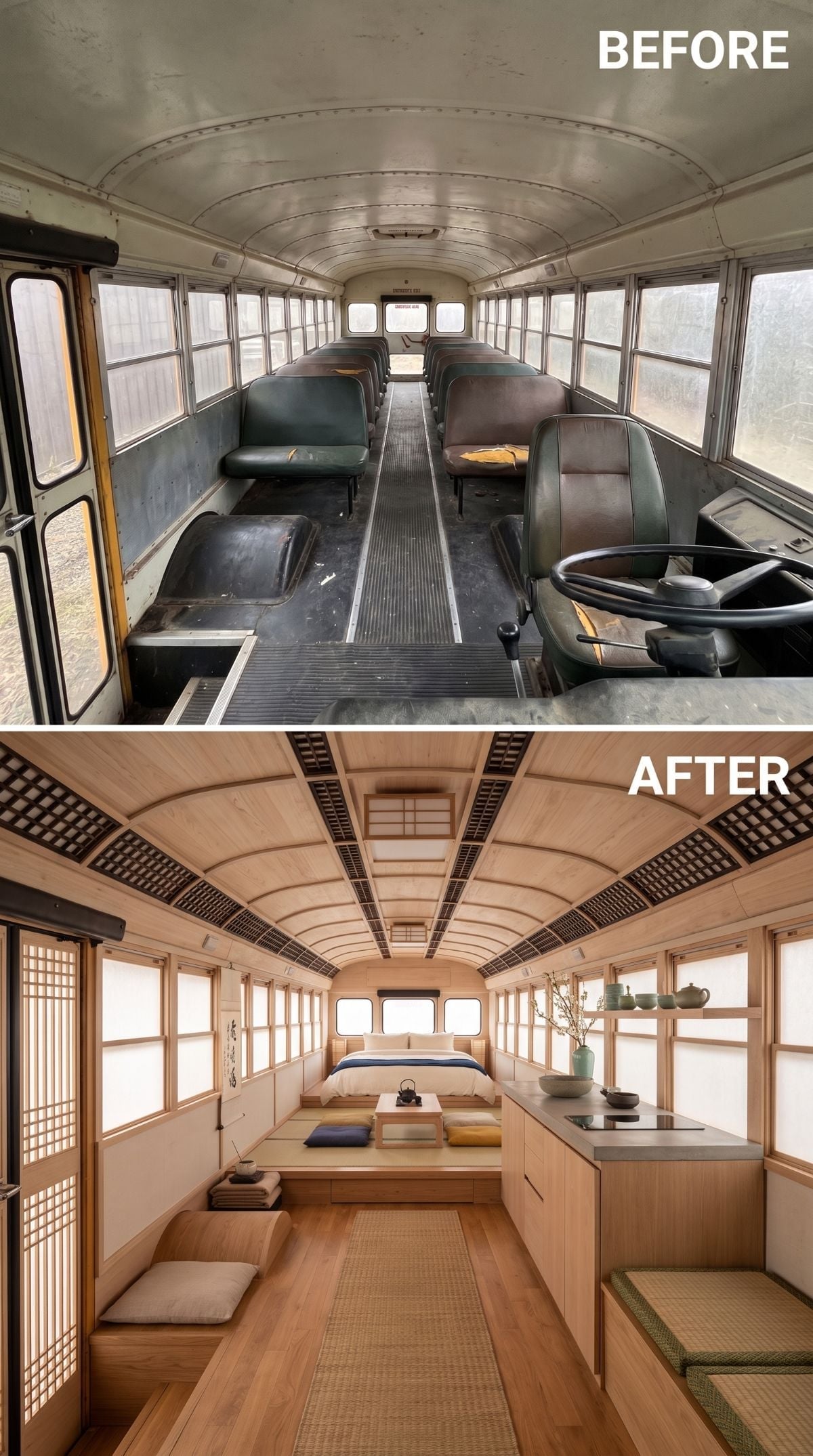 Shoji Screens, Tatami Platforms, and a Skoolie That Found Its Inner Ryokan