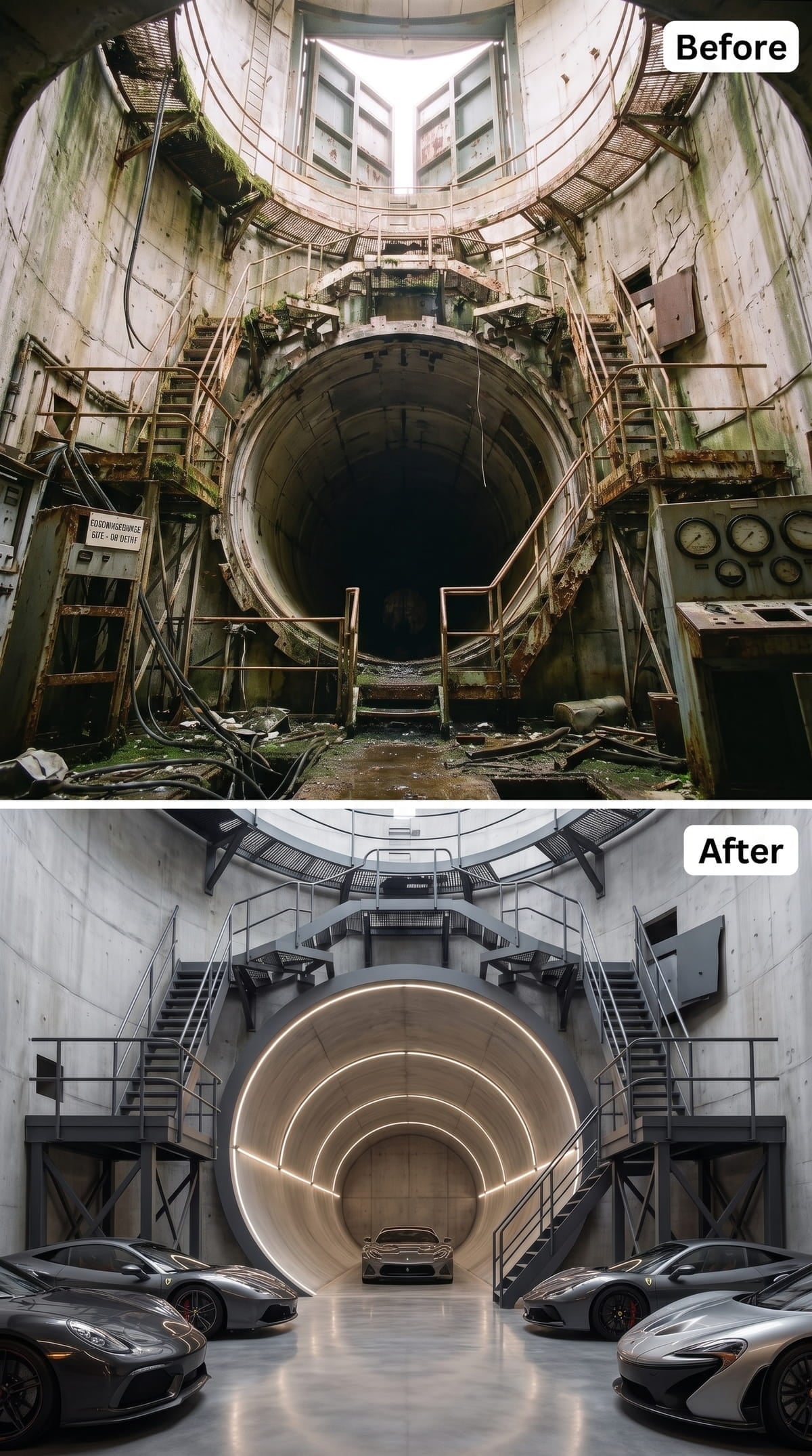 Concentric Rings Turn the Silo Into a Supercar Garage