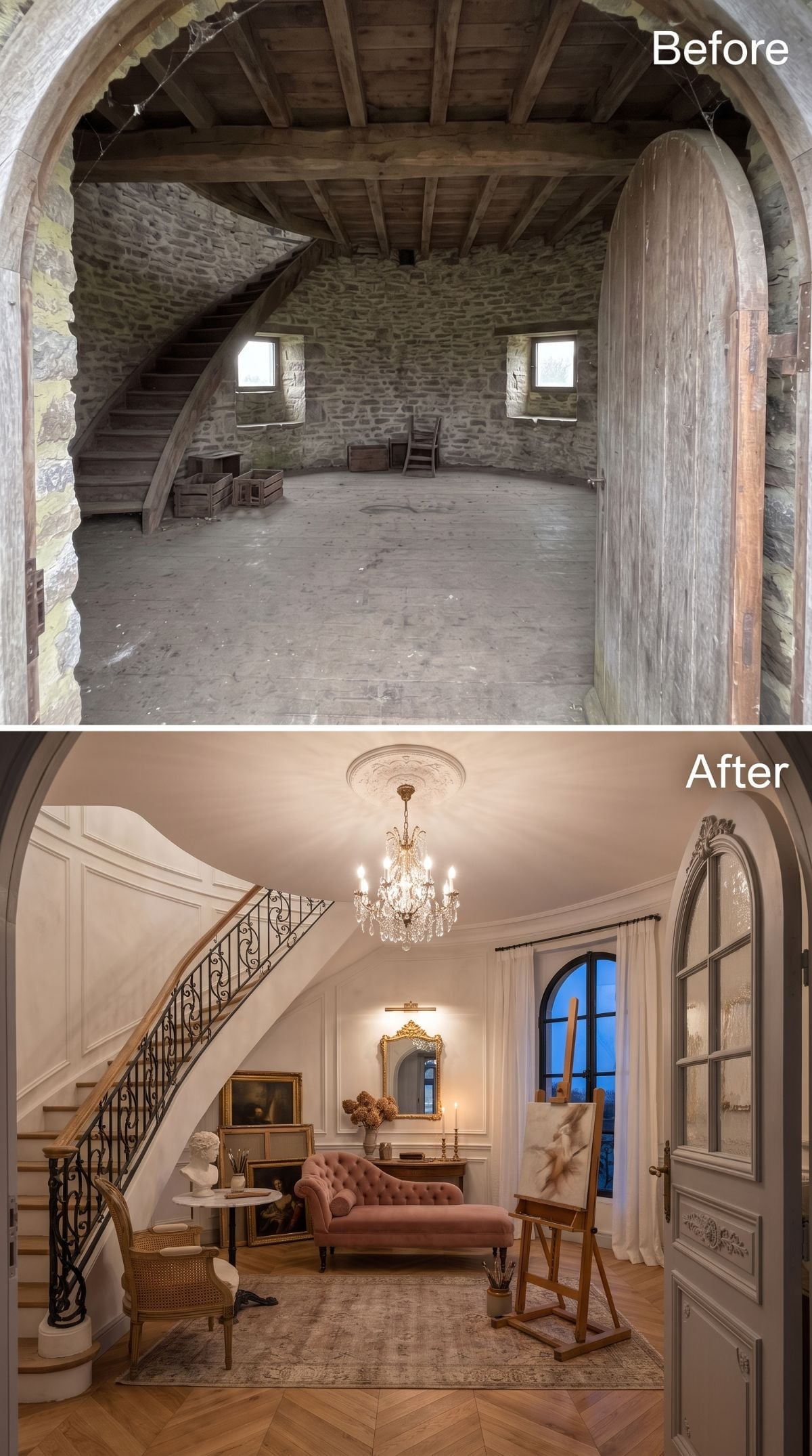 Abandoned Windmill Stone Gets Dressed in French Romantic Grandeur