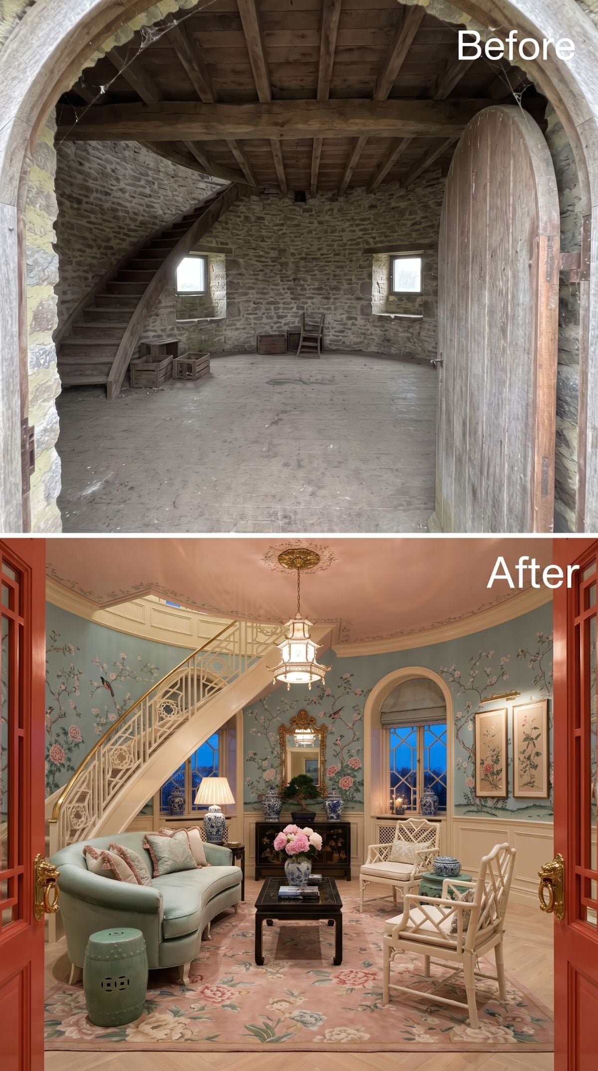 Chinoiserie Pulled From Crumbling Windmill Stone and a Staircase Going Nowhere