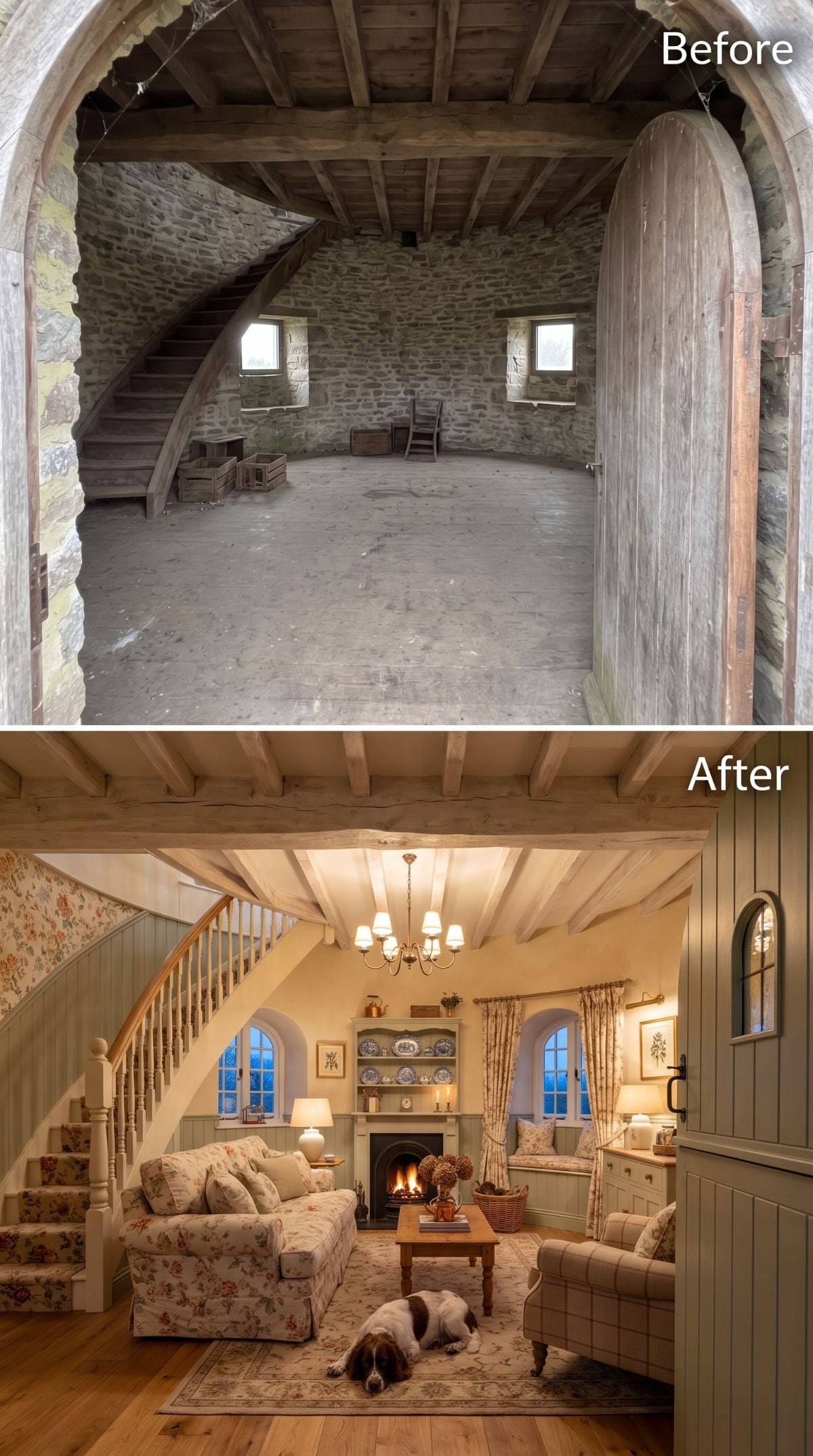 Cottage English Living Pulled From Stone Walls and Sawdust