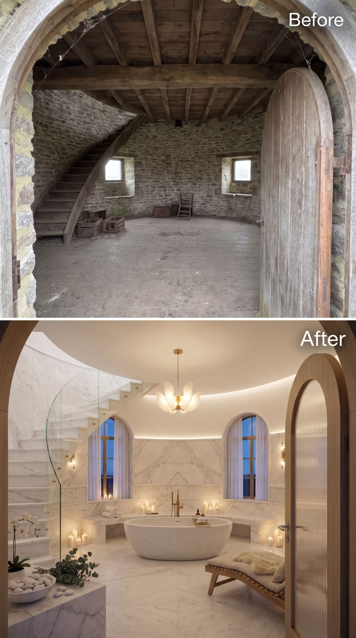 Crumbling Windmill Stone Got Marble Walls and a Soaking Tub. Nobody Complained.