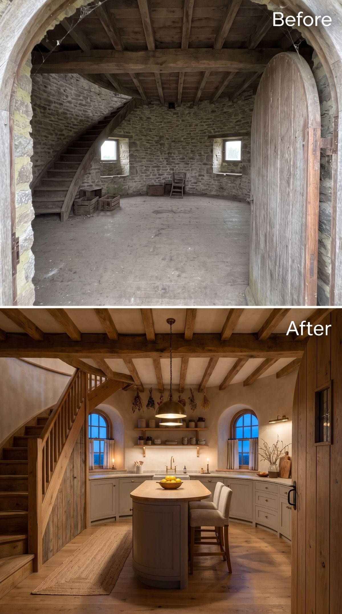 Curved Windmill Walls Somehow Became the Best Kitchen Layout Possible