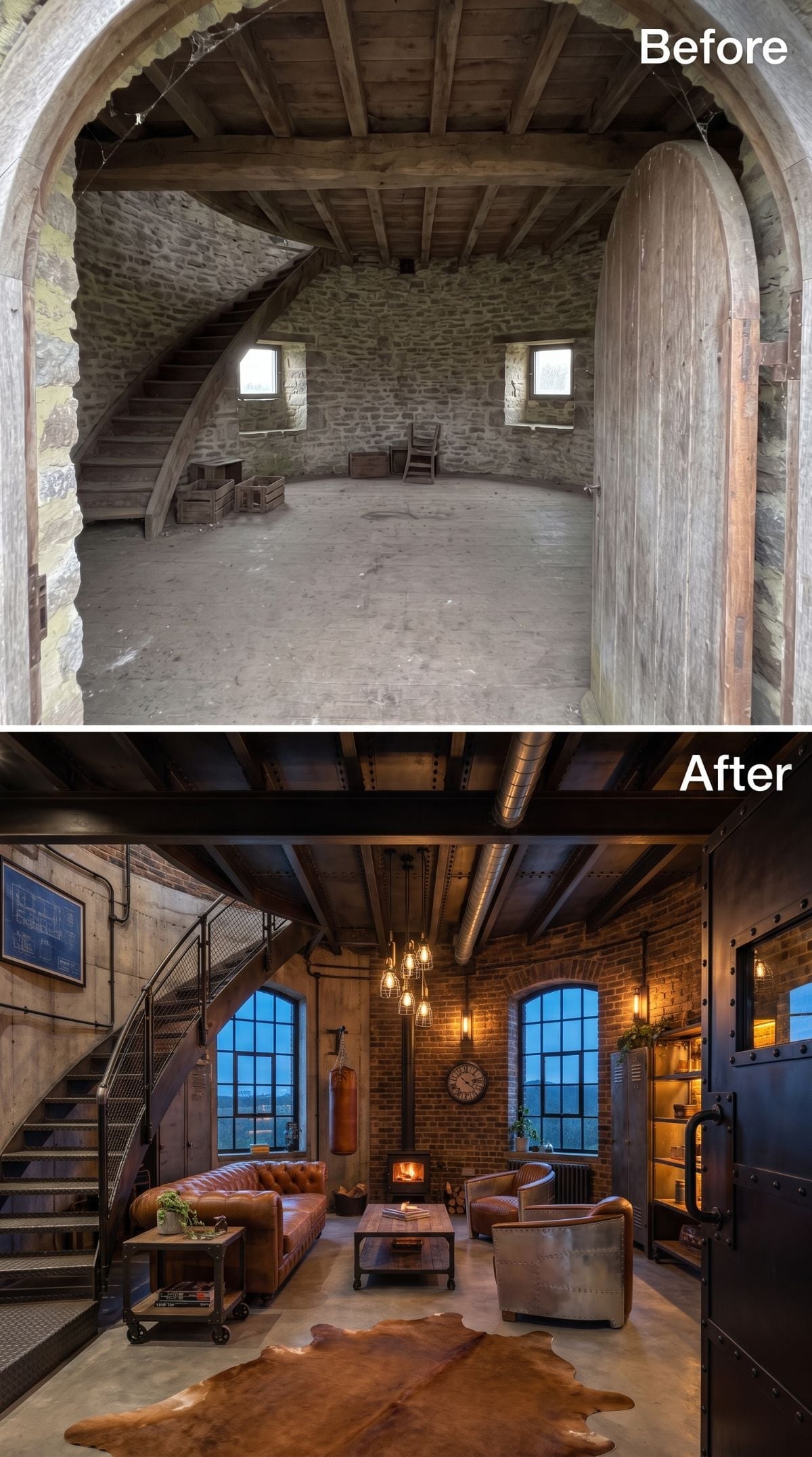 Gutted Windmill Stone Gets the Industrial Loft Treatment Nobody Saw Coming