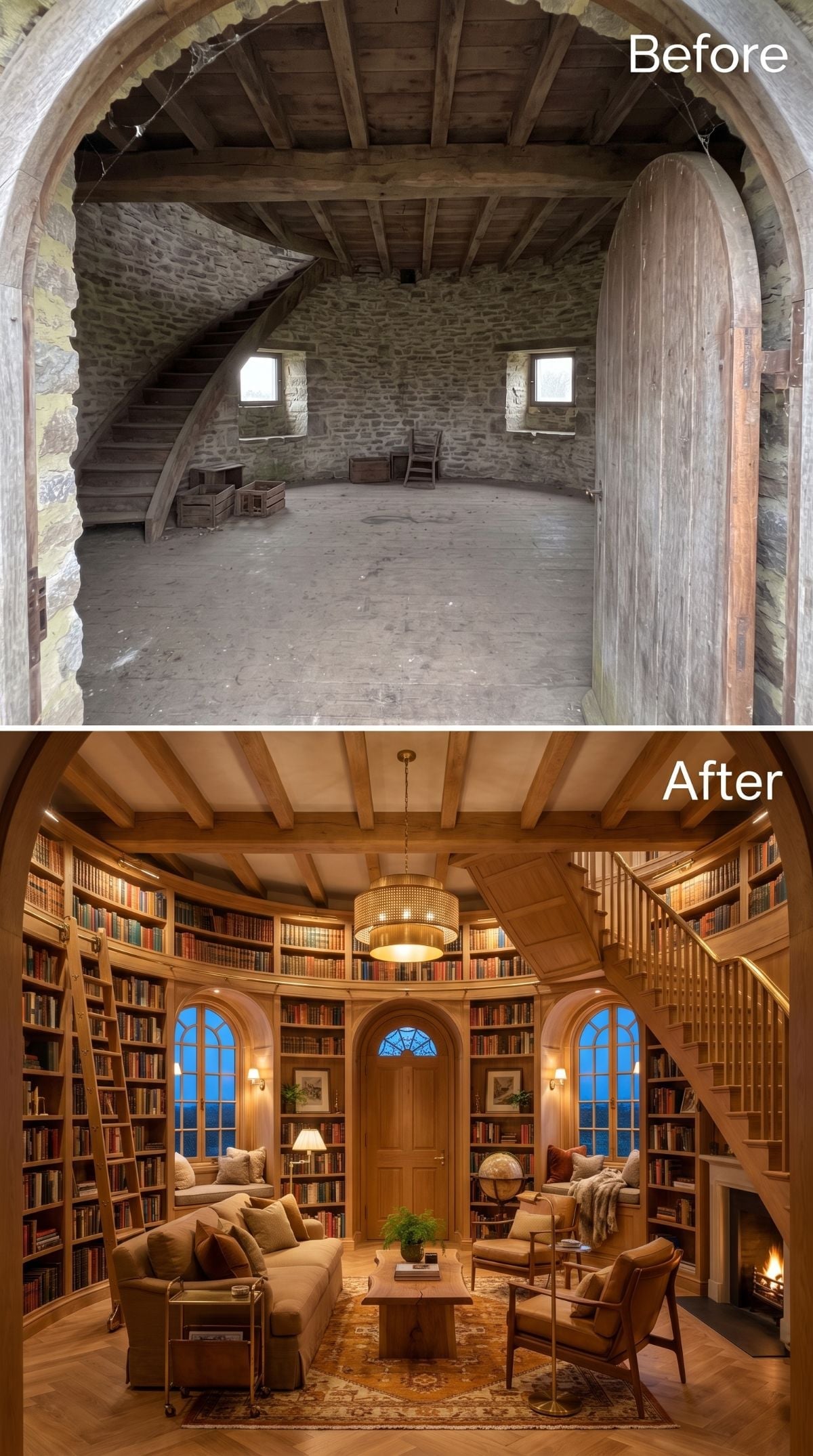 Ruined Windmill Stone Became a Library That Looks Older Than the Building Itself