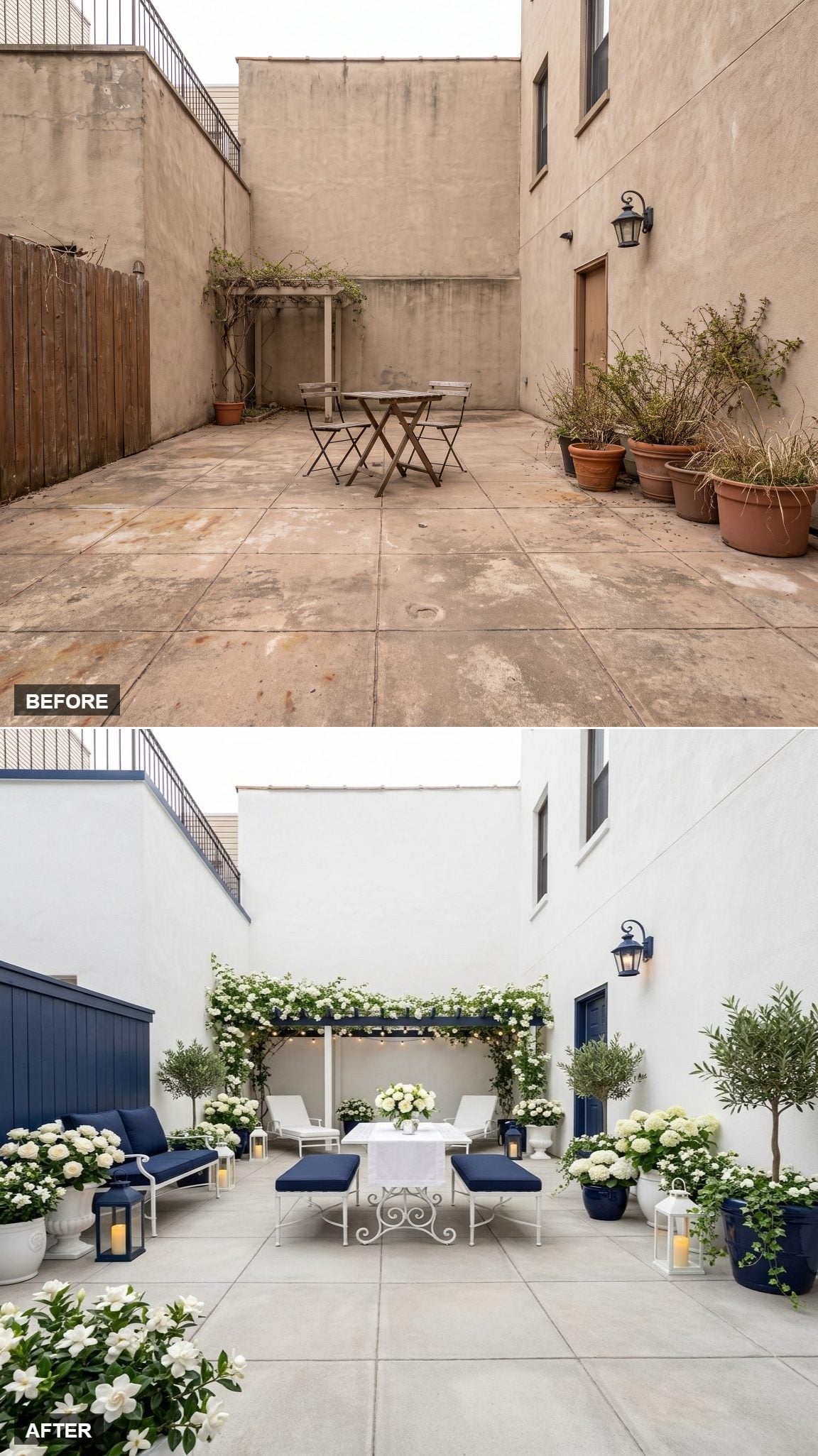 Climbing Florals, Navy Benches, and a Pergola That Finally Has Something to Say