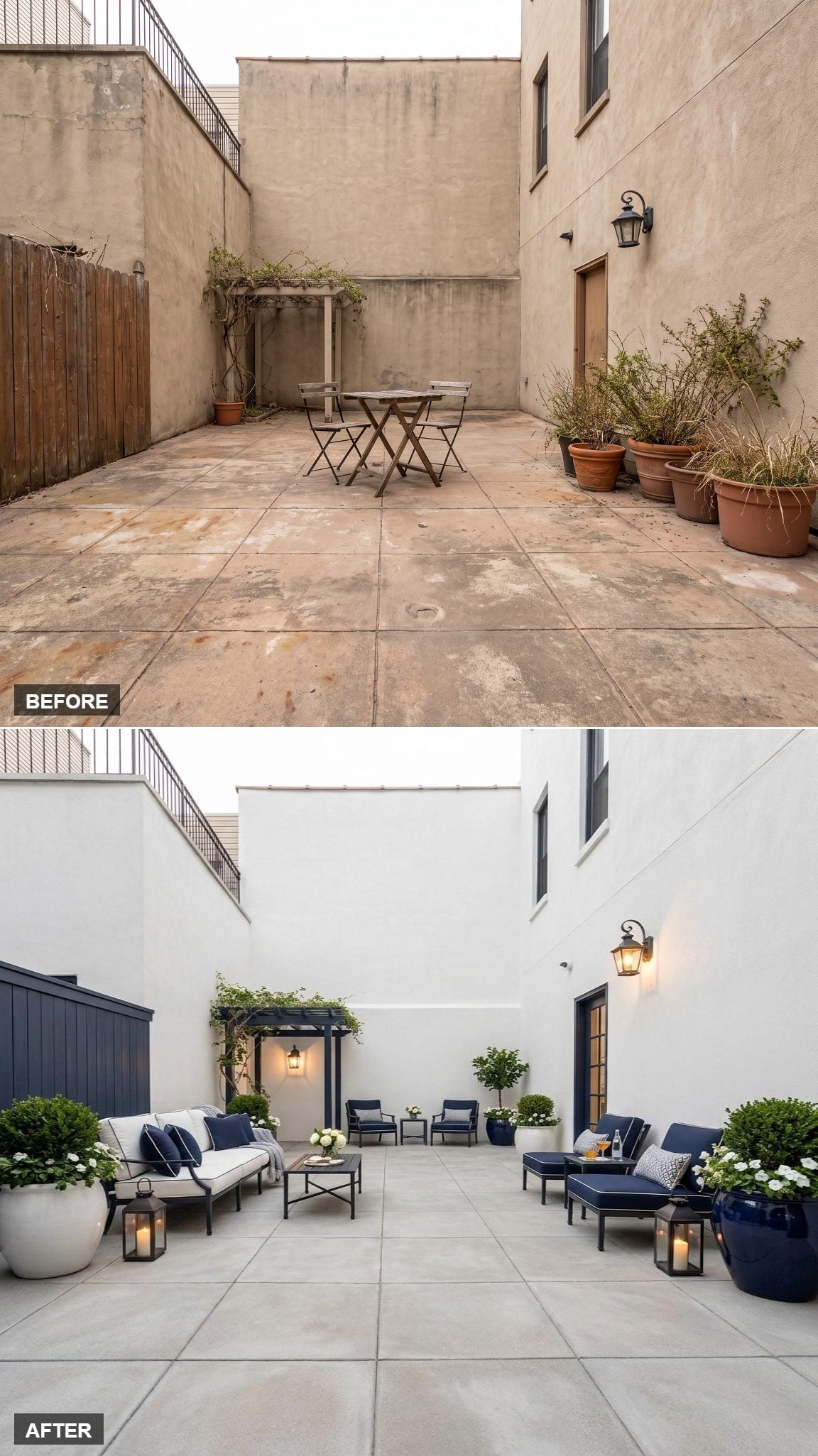 Lantern Light, Navy Frames, and a Courtyard That Finally Has Zones
