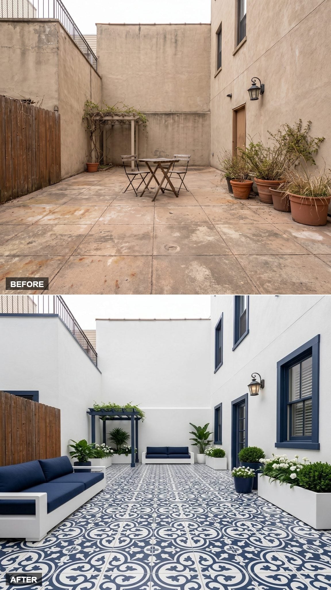 Moroccan Tile, Navy Cushions, and a Courtyard That Finally Has a Vocabulary