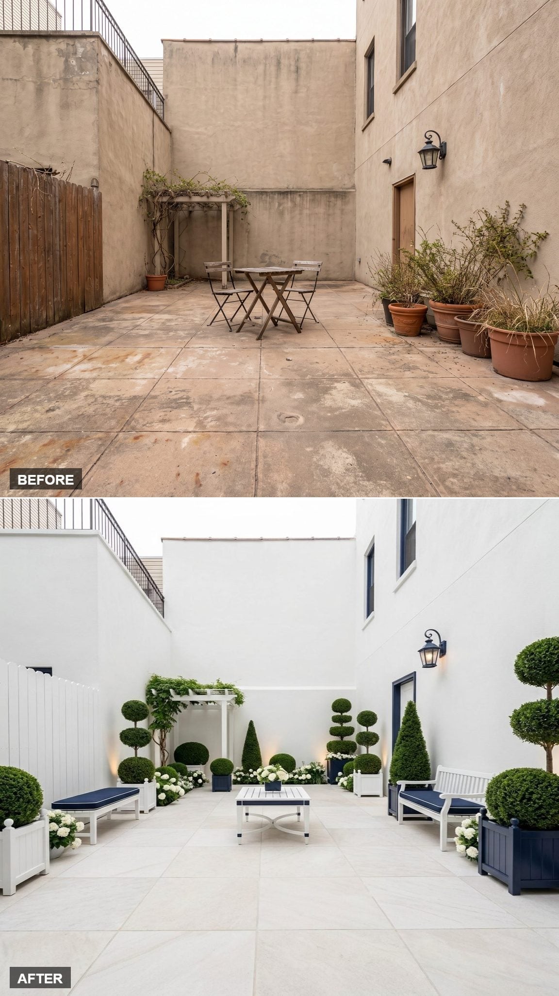 Navy Cushions, Clipped Topiaries, and One Pergola That Finally Has a Reason to Exist