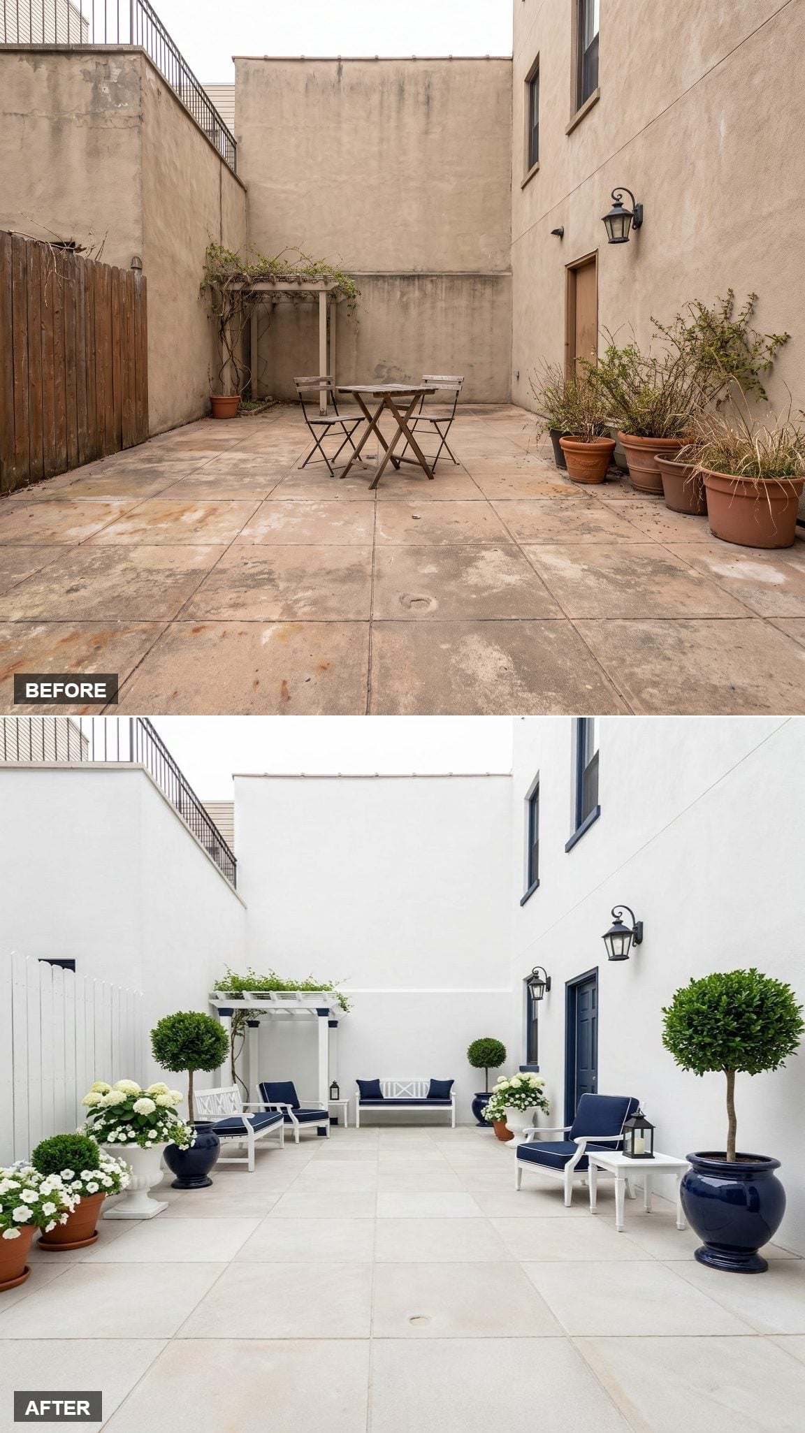 White Paint, Navy Cushions, and a Pergola That Finally Has Company