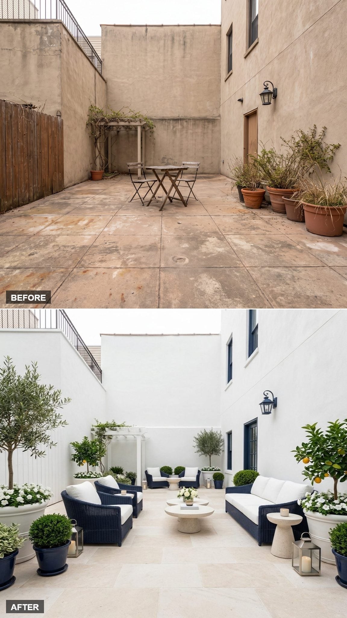 Whitewashed Walls, Rattan Frames, and a Courtyard With Two Distinct Rooms
