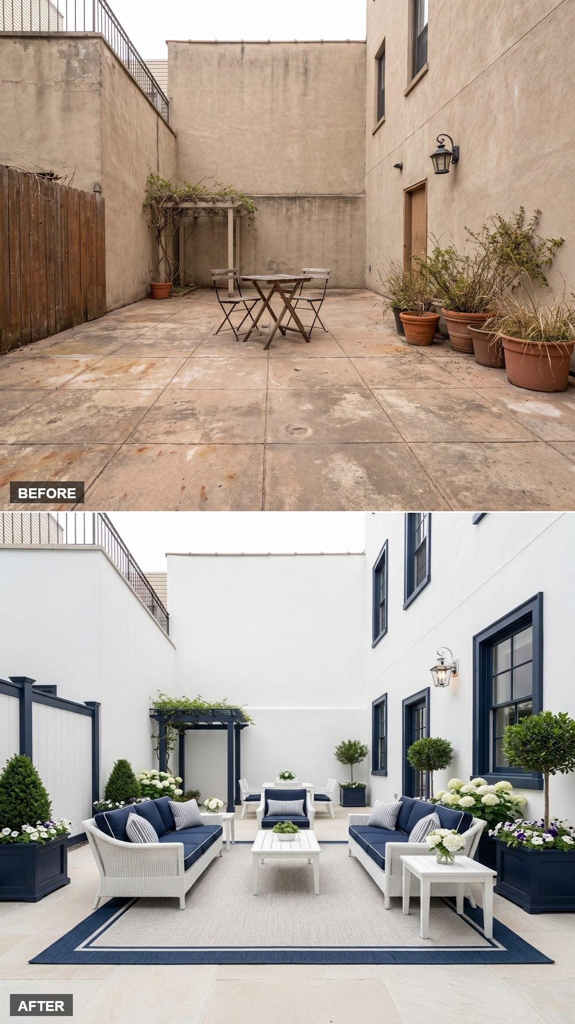 Wicker Frames, Navy Cushions, and a Pergola That Finally Has Company