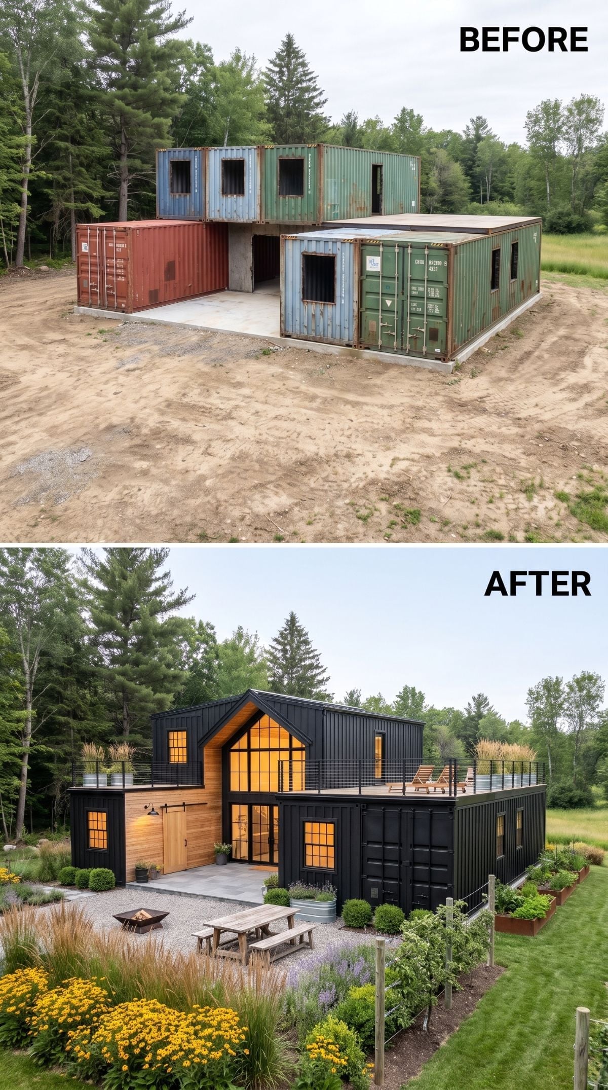 Black Cladding and a Barnhouse Roofline Erased Seven Containers From Memory