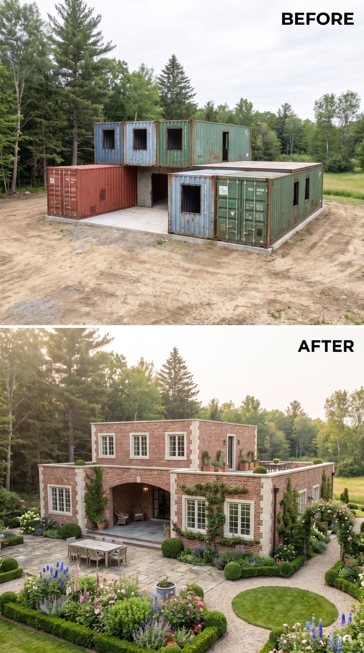 Brick Veneer and Climbing Vines Made Seven Containers Look Like Old Money