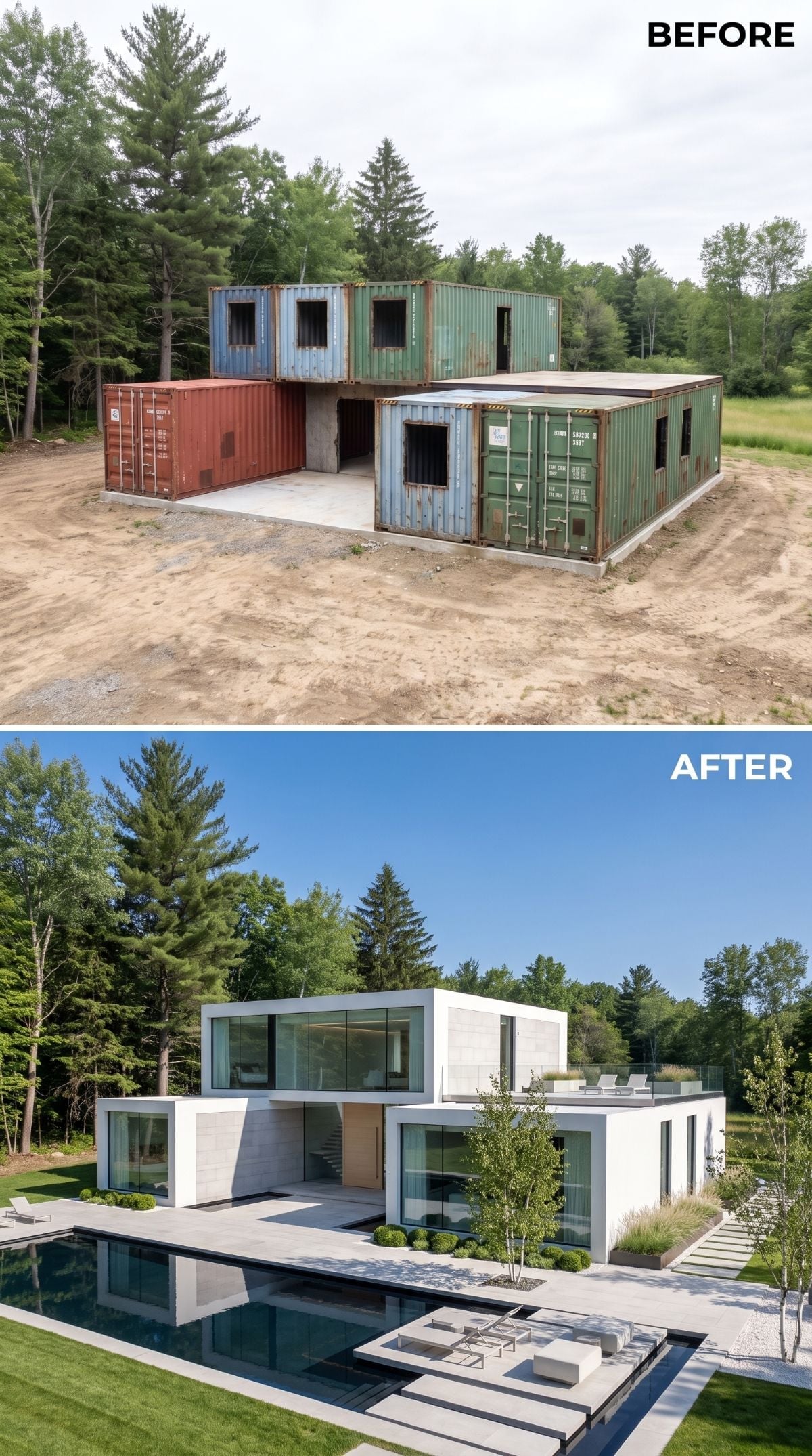 Concrete Render and Floor-to-Ceiling Glass Pulled Seven Containers Into Modernist Territory
