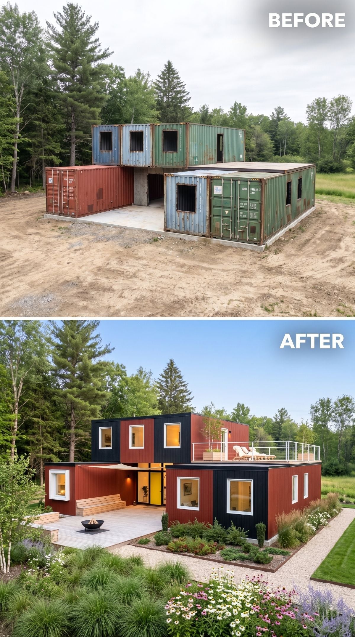 Crimson Cladding and a Rooftop Deck Gave Seven Containers a Second Life