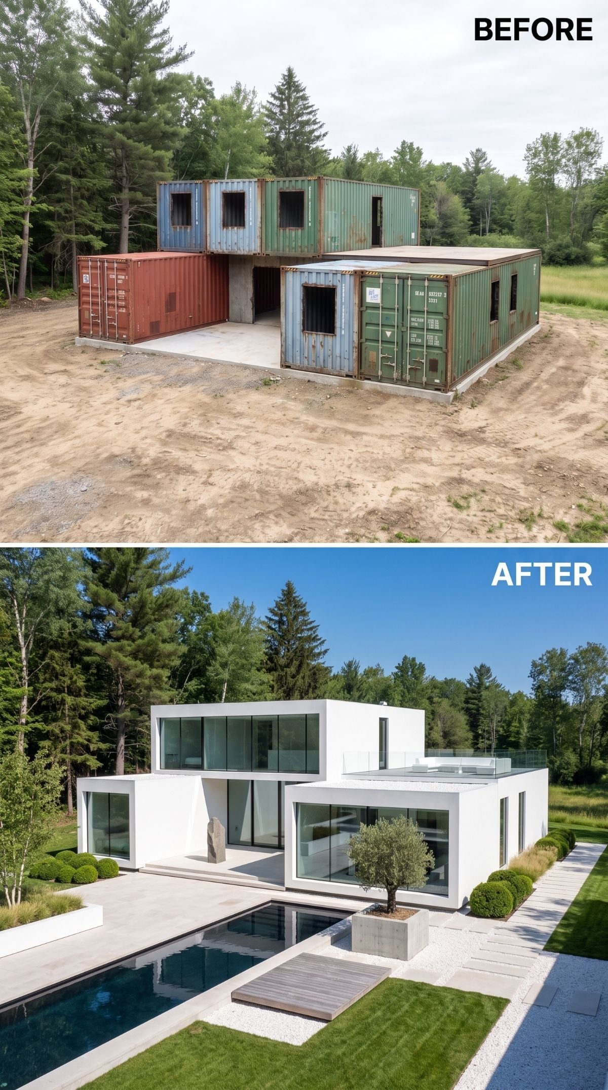Seven Containers Disappeared Under White Render and Floor-to-Ceiling Glass