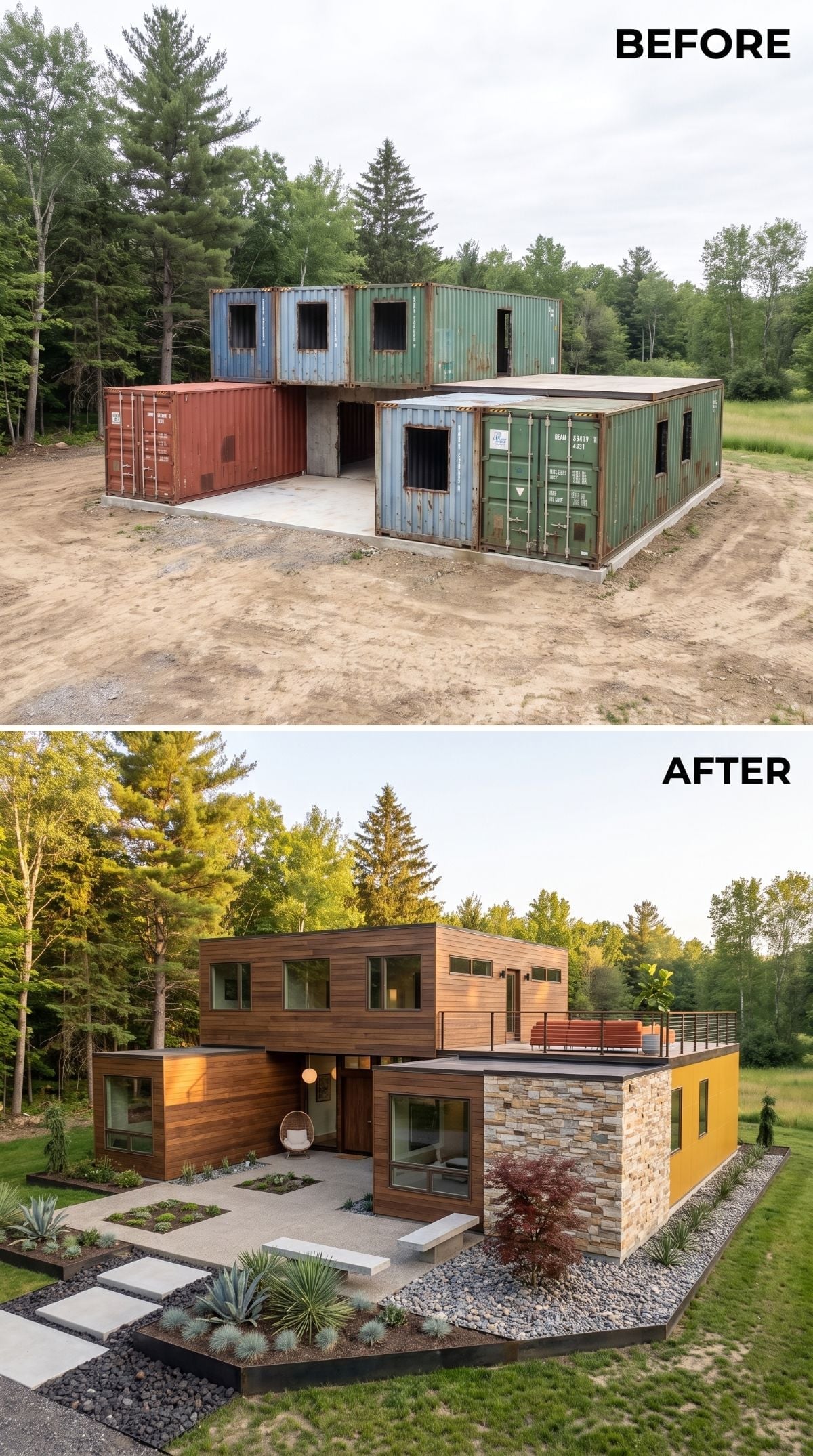 Stone, Cedar, and a Rooftop Terrace Made Seven Containers Unrecognizable