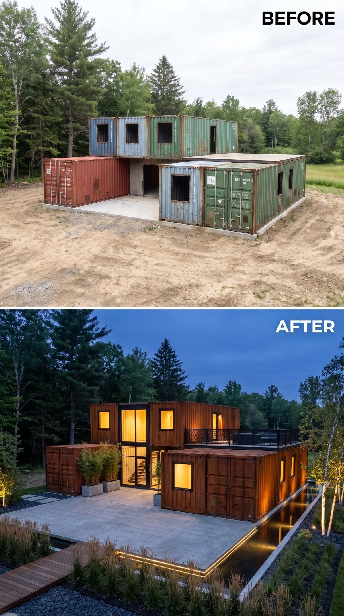 Warm Wood Cladding and Rooftop Railings Turned These Containers Into Something Else Entirely