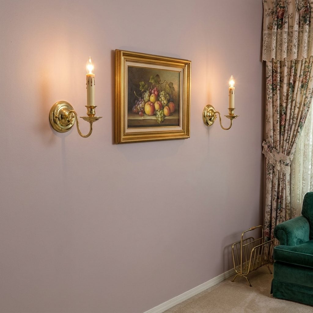 Brass Sconces Flanking a Fruit Still Life Was Its Own Kind of Formal Religion
