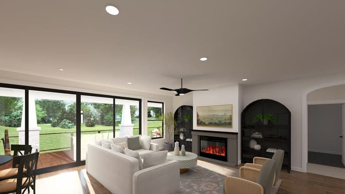Sliding Glass Walls and a Fireplace That Earns Its Place in the Room