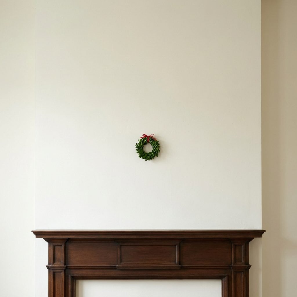 A Tiny Wreath Floating Above a Large Mantel