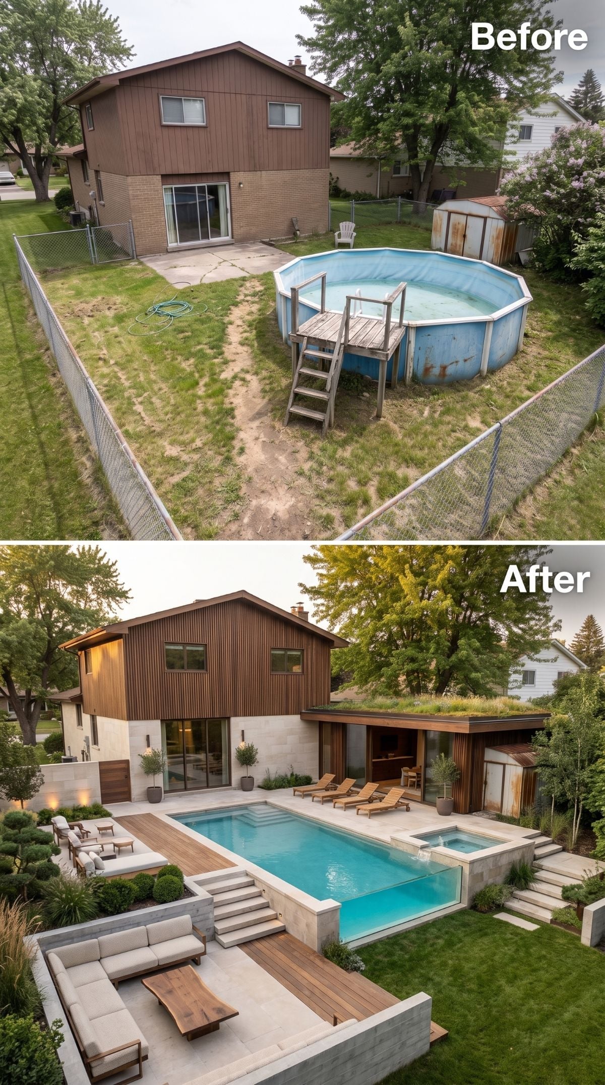 Corrugated Wood Cladding, a Green Roof Bump-Out, and an Inground Pool That Retired the Rust