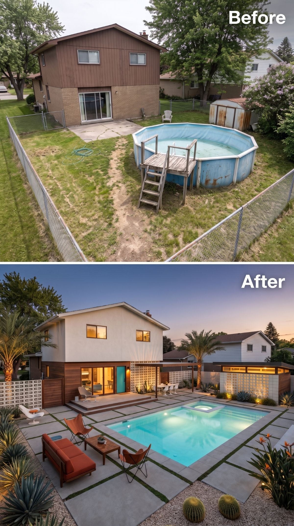 Mid-Century Stucco, Palm Trees, and an Inground Pool Where Rust Once Ruled the Yard