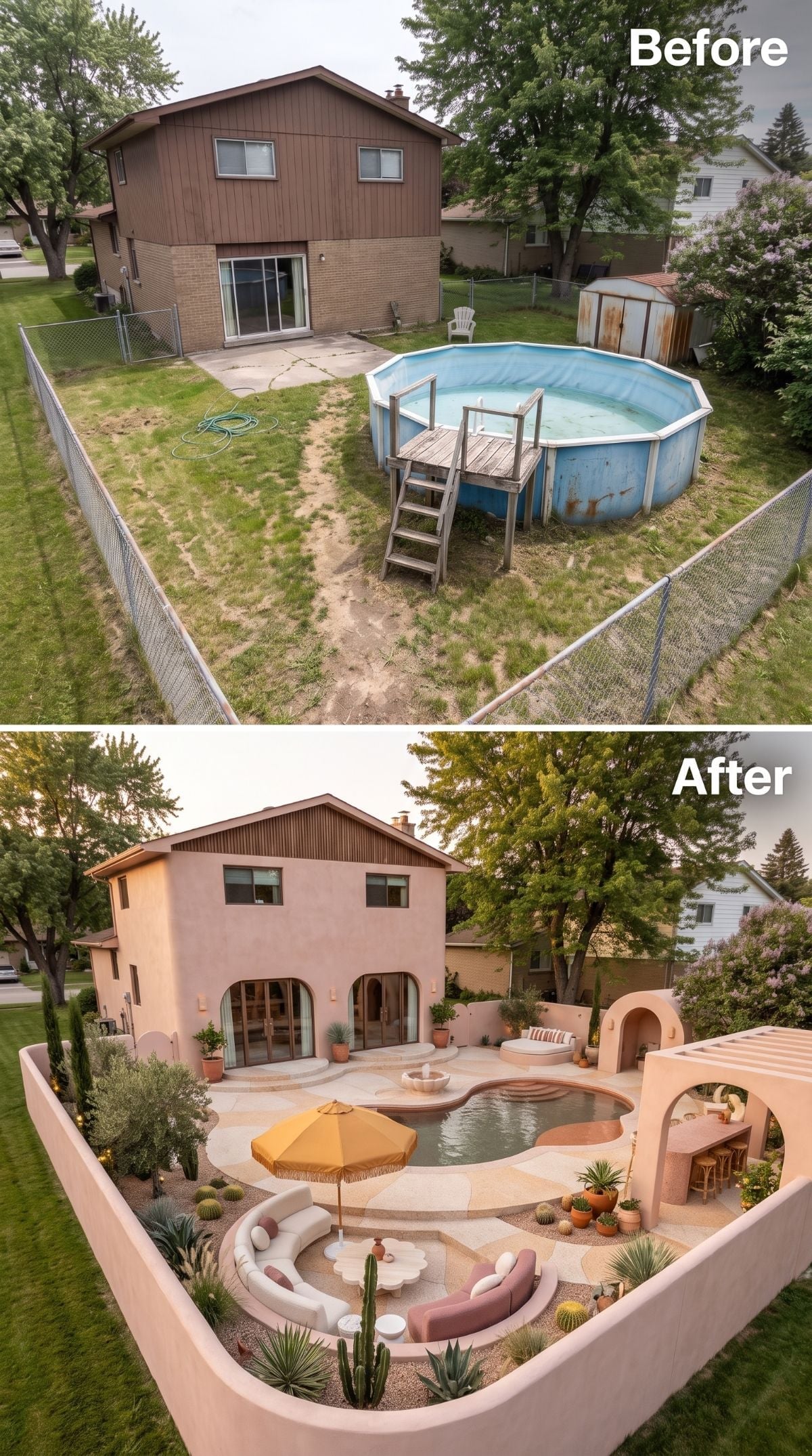 Rusty Pool Gone, Desert-Mediterranean Courtyard In — One Backyard's Full Reinvention