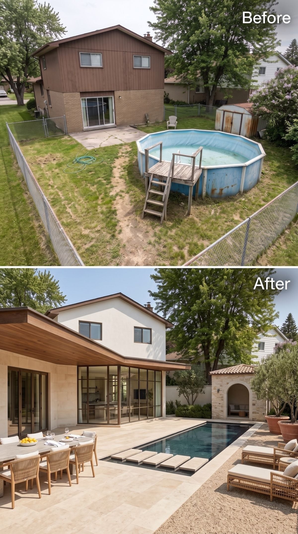 Rusty Steel Walls Out, Limestone Pavers In — One Backyard's Total Reinvention