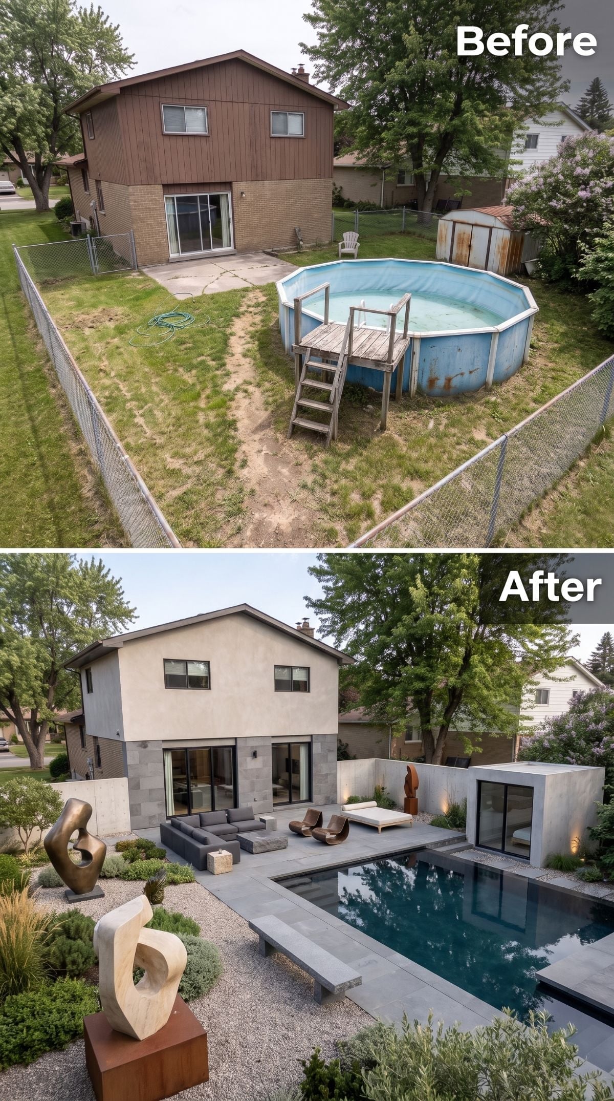 Sculptural Bronze, a Lap Pool, and Stucco That Finally Did Justice to the Bones