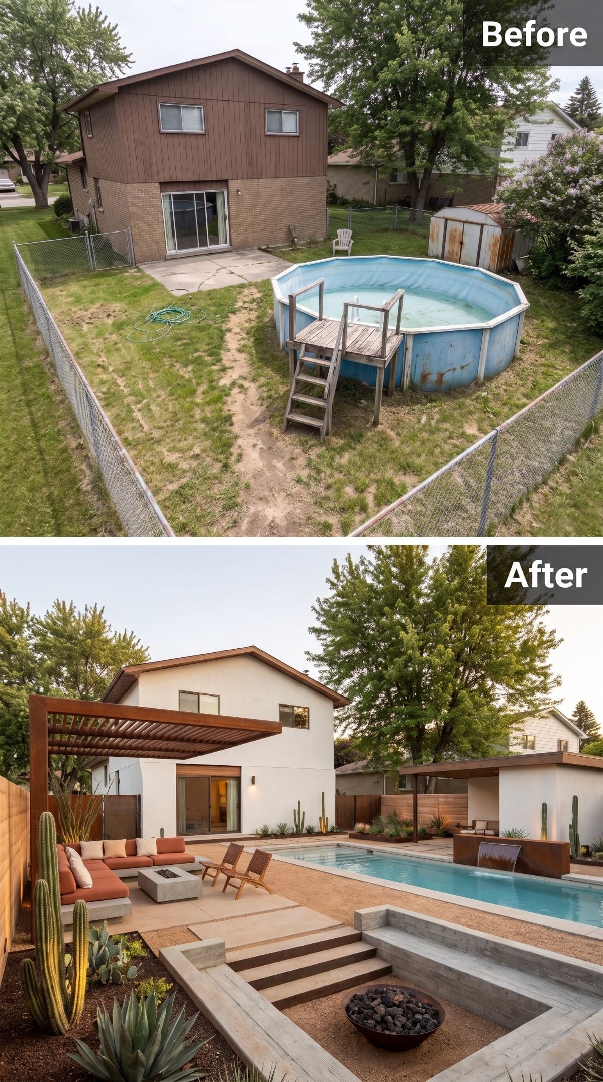 Steel Walls Out, White Plaster and a Lap Pool In — One Backyard's Desert Reinvention